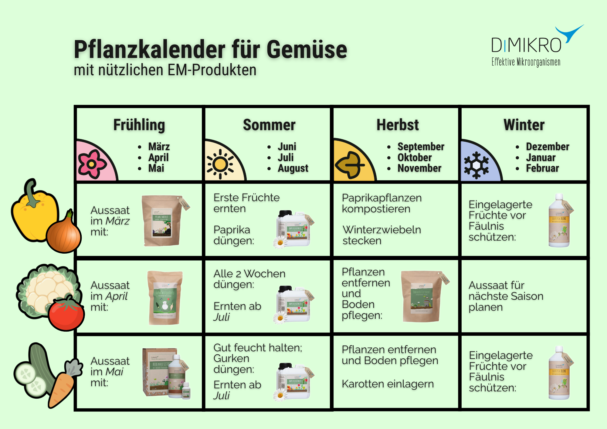 Pflanzkalender für Gemüse