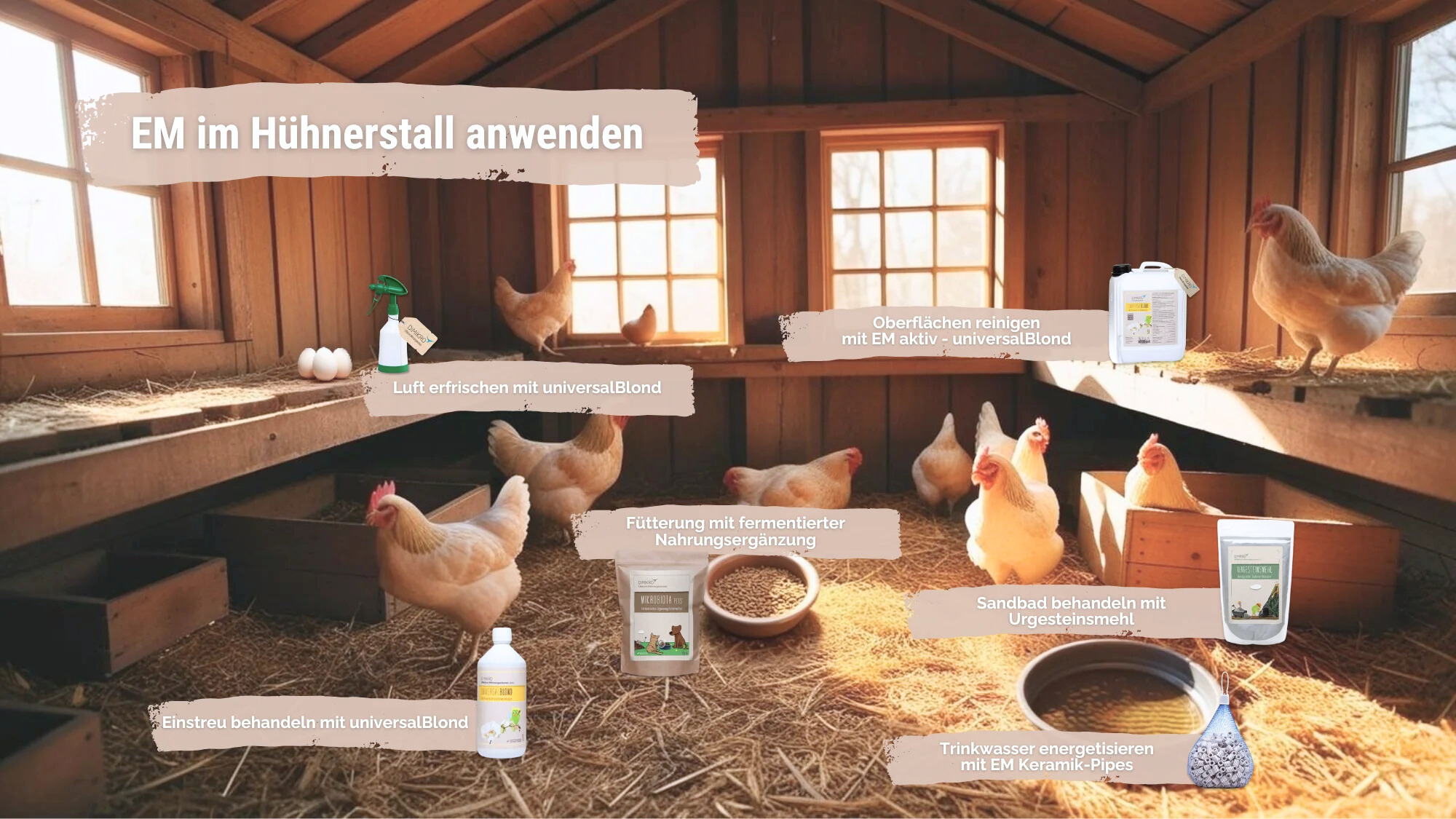 EM im Hühnerstall anwenden