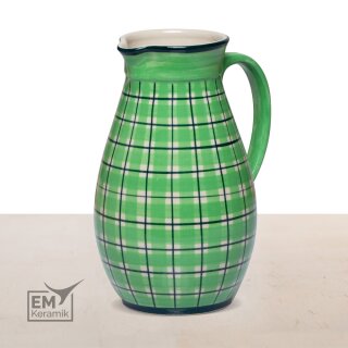 EM Keramik Krug 1,3- 1,5 Liter ohne Deckel  grün kariert