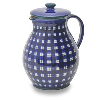 EM Keramik Krug 1,8 - 2 Liter breit blau kariert