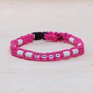 EM Keramik-Halsband mit Namen pink mittel bis 45 cm