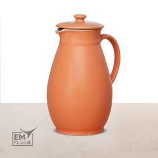 EM Keramik Krug mit Deckel 1,3-1,5 L orange matt