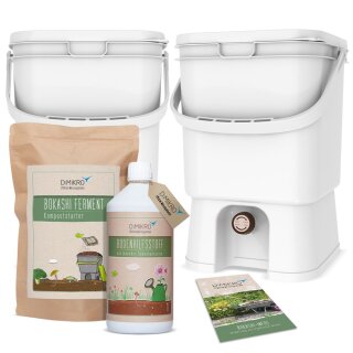 Bokashi Eimer Doppel-Starterset Japan weiß