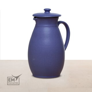 EM Keramik Krug mit Deckel 1,3-1,5 L blau-lila *B-Ware