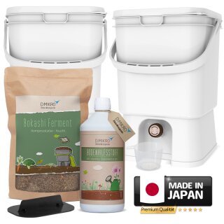 Bokashi Eimer Doppel-Starterset Japan weiß