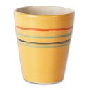 EM Keramik Becher leicht konisch gelb mit Streifen